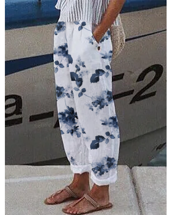 Plus Size Floral Casual Loose Pants