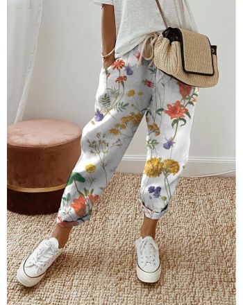 Printing Floral Casual Pants